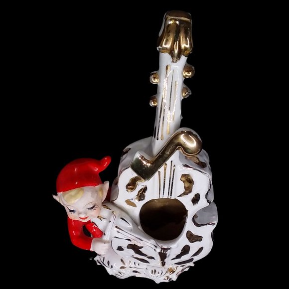 Vtg 1956 Lipper & Mann Red Pixie Elf Playing Violin Cello Musical Figurine Japan - Picture 12 of 13